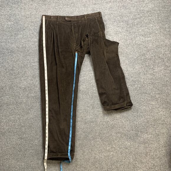 Linea Naturale Pants Mens 38 Espresso Brown Corduroy Pleated Trouser Folded Cuff - Picture 4 of 11